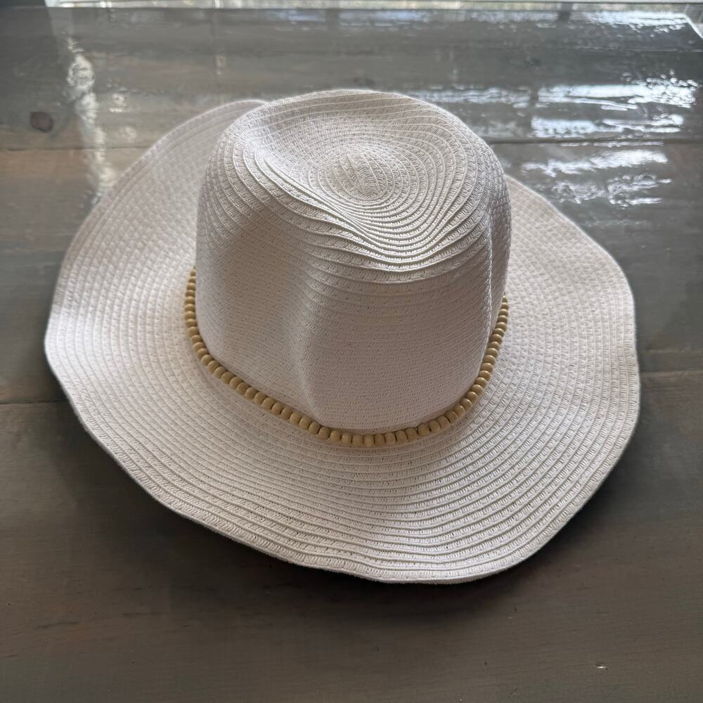 INC International Concepts White Beaded Straw Hat Sz O/S NWT - Picture 3 of 13